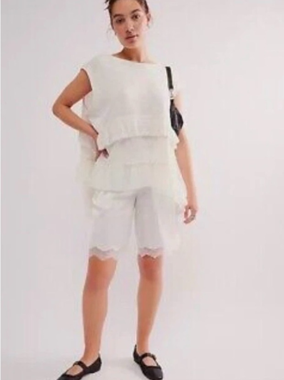 Free People Claire Tee Ruffled Sleeveless Tunic Top - Picture 3 of 8